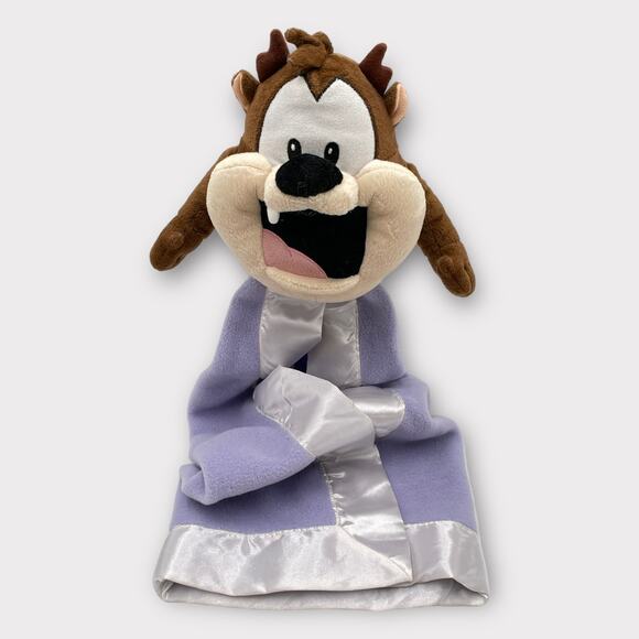 Six Flags Looney Tunes Tasmanian Devil Taz Purple Satin Lovey Security Blanket - Picture 2 of 10